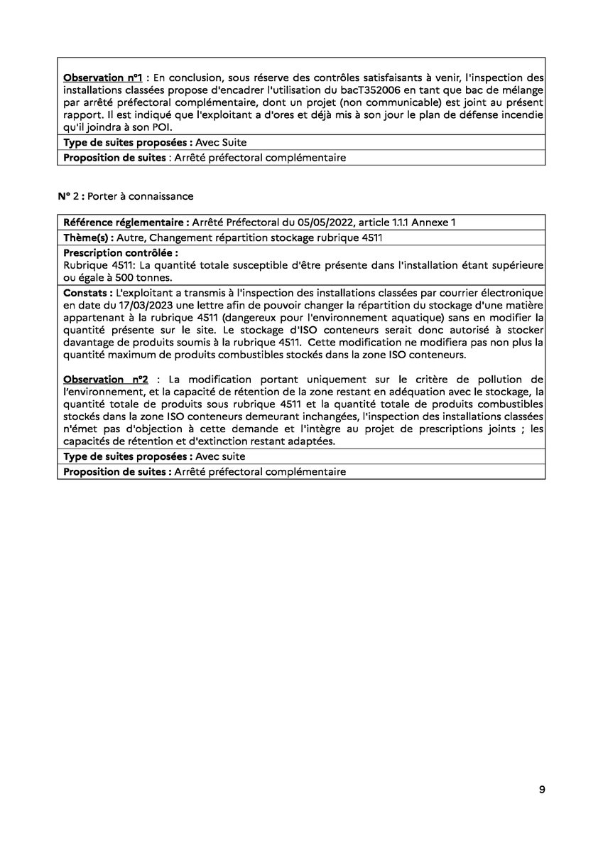 UVLubrizol's tweet photo. Nouvelles demandes d'affectation de #stockage et de prolongation #sanitaire qui seront sans aucun doute validé par le #CODERST d'ici peu. Malgré le non respect #securite sanctionné de 6000€ dernièrement, #lubrizol obtient de nouvelles #autorisations de @Prefet76 #amitié https://t.co/XX6HJL8QbU