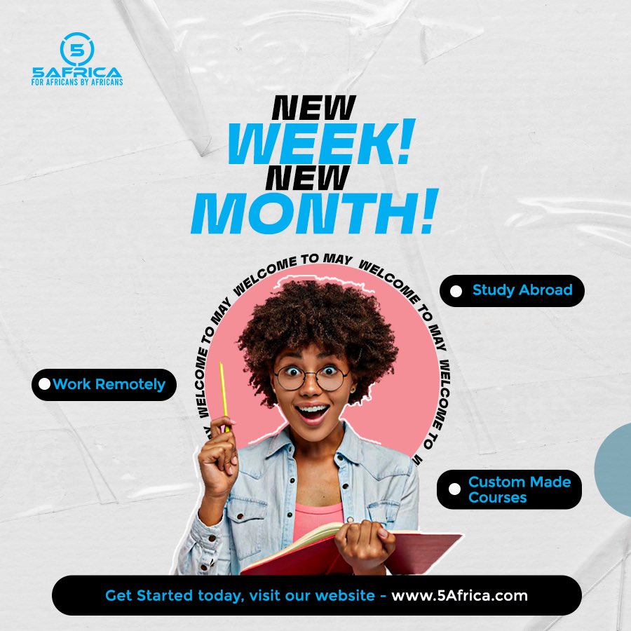 5AfricaOnline's tweet image. Happy New Month 🎉

Take control of your future with 5africa this month.

#innovation #studyonline #workremotely #workaboard #notaryservices #lms #whitelabel #investaboard