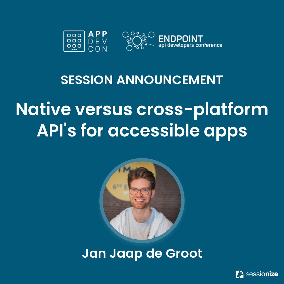 Next Friday I will speak at @AppdevconNL in Amsterdam. My session is named 'Native versus cross-platform API's for accessible apps'. 

@dadederk is also a speaker and will share #accessibility learnings from the last years.

Let me know if you are attending, would love to meetup!