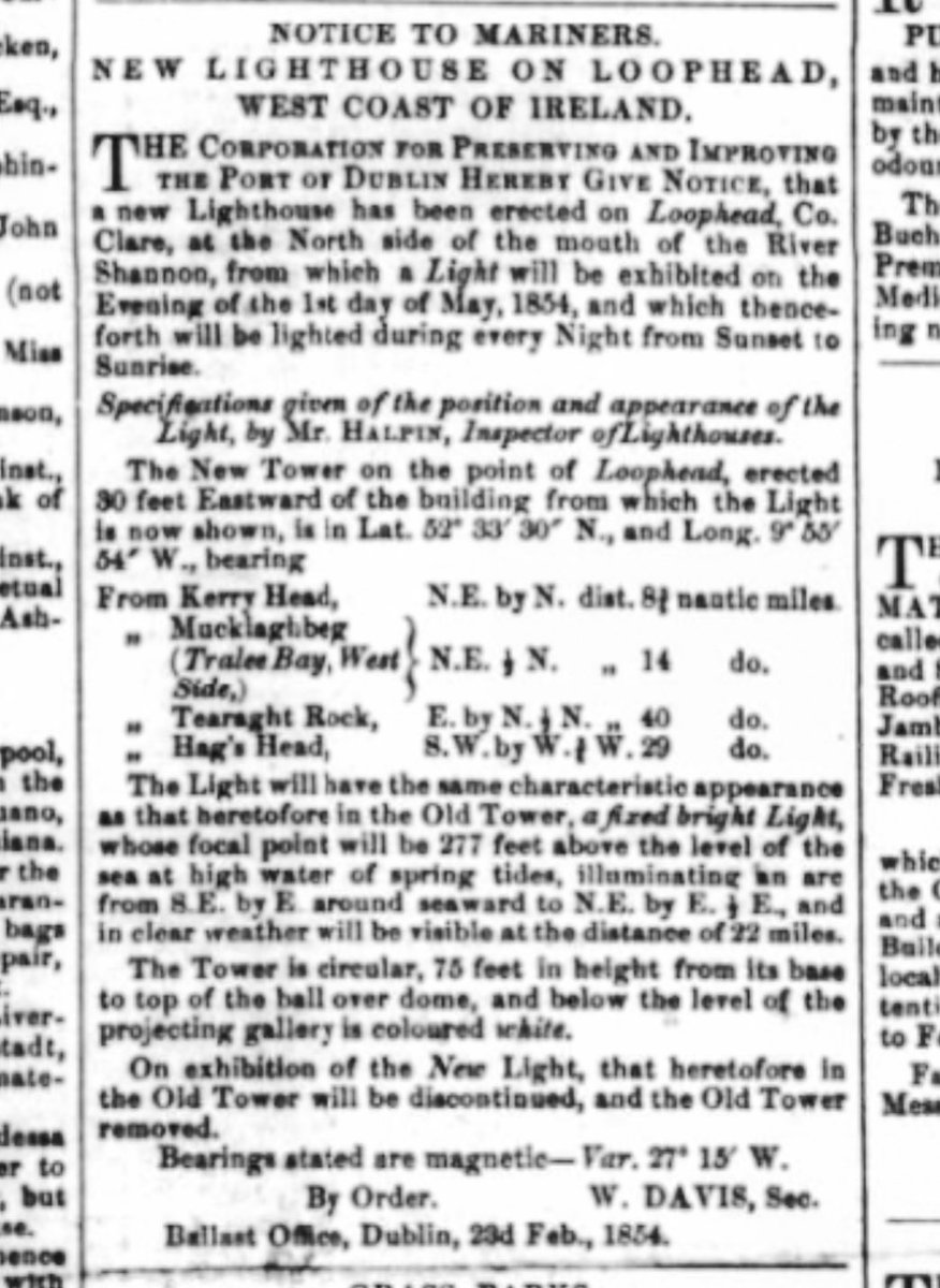 karenievers's tweet photo. #OTD May 1, 1854 at sunset, the fixed light at @LoopHeadLH went on for the first time. The 23 m. tower was designed by George Halpin Sr (died July 1854). By 1869, light went from fixed to flashing & in 1912 to 4 flashes every 20 seconds. Lighthouse converted to electric in 1971. https://t.co/EgVA8OuS8j