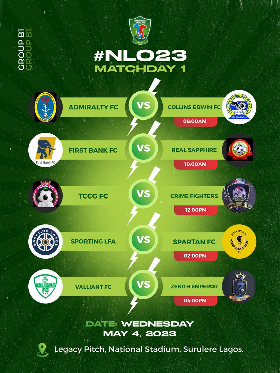 theNNLO's tweet photo. #NLO23 MatchDay One Group B1 Fixtures
#NLOIsBack https://t.co/rEbxWygnla