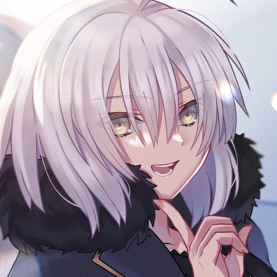 jeanne d'arc alter (fate) ,jeanne d'arc alter (ver. shinjuku 1999) (fate) 1girl solo yellow eyes ahoge official alternate costume open mouth fur trim  illustration images