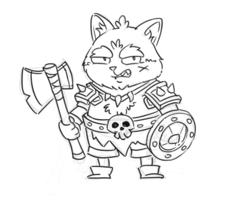 PawandclawsGame's tweet photo. As you think what is this character? Considering that he has an ax in one hand and a shield in the other https://t.co/oTVfrRp9Gj