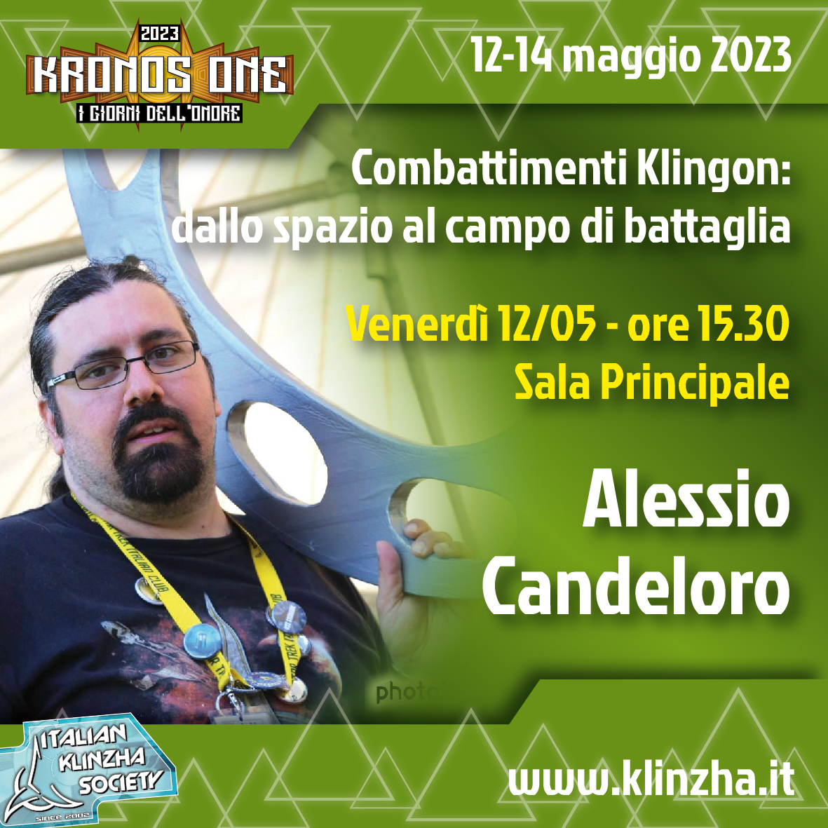 ItalianKlinzha's tweet photo. Da non perdere la conferenza di Alessio Candeloro sulle tecniche di combattimento Klingon. Venerdì 12/05 ore 15.30, Palacongressi Bellaria Igea Marina #starconitalia2023 #convention #klingonculture #trekkers #geek #nerdlife #ilovestartrek #klingon #kronosOne https://t.co/vmayqpKiet