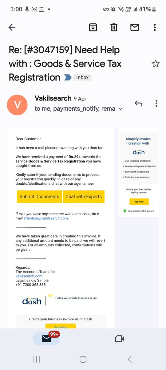 hiteshbhardwaj3's tweet photo. Wrost service by vakil search team.
I applied for GST i have done payment also and uploaded all neccesary documens on time but still  GST registration is pending .  My ticket ID is _ 3047159. @Letsvakilsearch @vakilsearch @Steno4lawyers
Many times i try to contact but no one rply https://t.co/4JOBxZKDTB