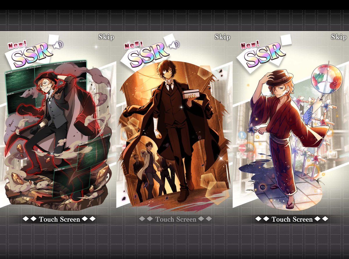 from left to right : my oldest SSR to my latest, so far ! #BungoStrayDogs 💙