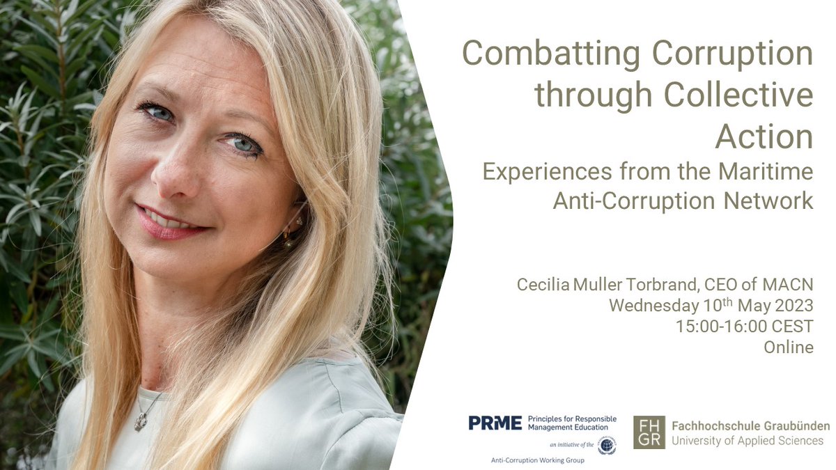 Join us for an engaging talk with Cecilia Müller-Torbrand, CEO of the <a href="/Maritime_ACN/">Maritime_ACN</a>, on the importance of combating corruption and strengthening integrity in high-risk markets. Register now for the #webinar: bit.ly/integritytalks…
#CollectiveAction #Integrity #AntiCorruption