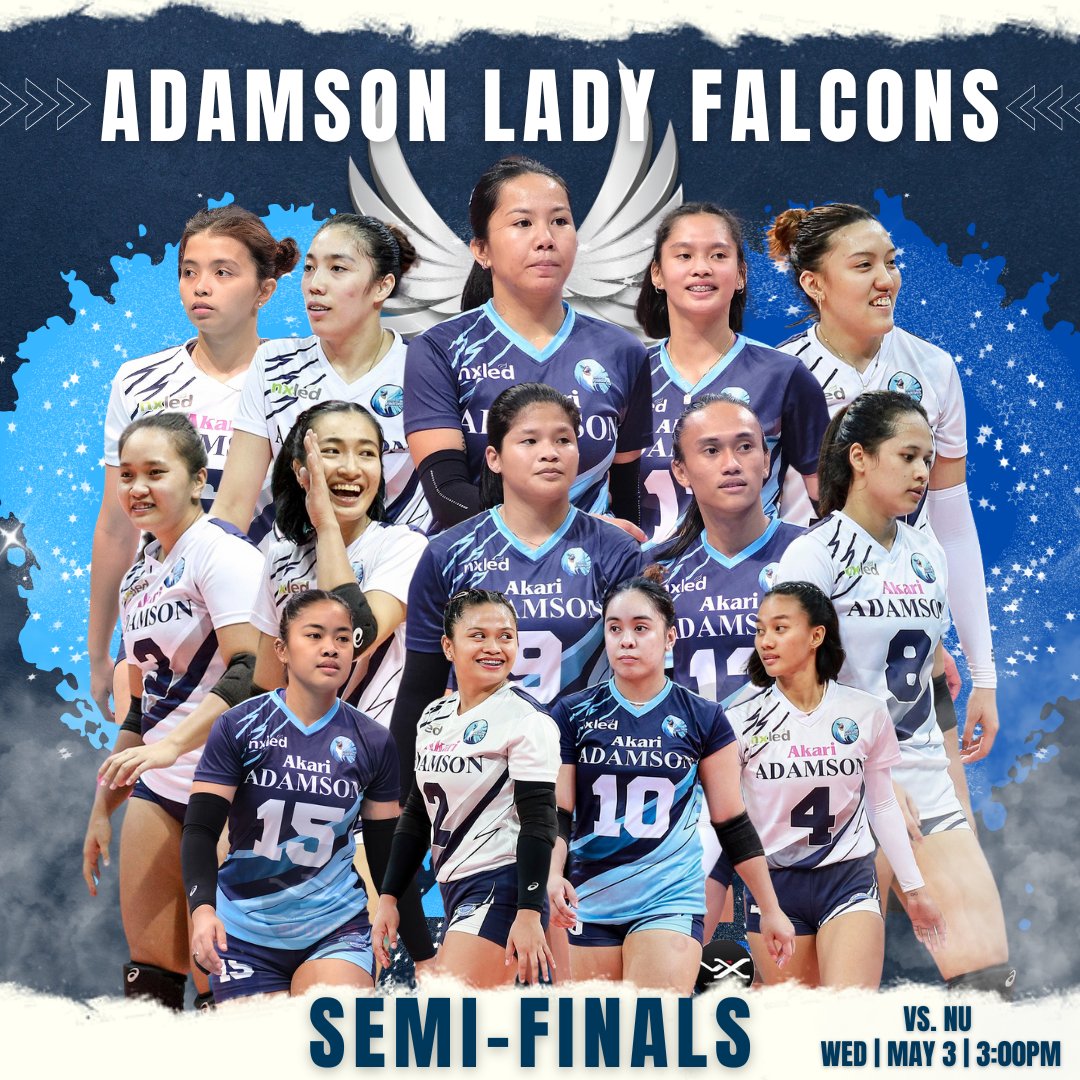 adufalconista's tweet photo. WE ARE ADAMSON FALCONS READY TO FIGHT!
Adamson Lady Falcons will try to extend the semifinals and try to earn a spot in the finals. Let us show our support to the team! LABAN ADAMSON. #UAAPSeason85 #LabanAdamson https://t.co/2hDOvzw6Er