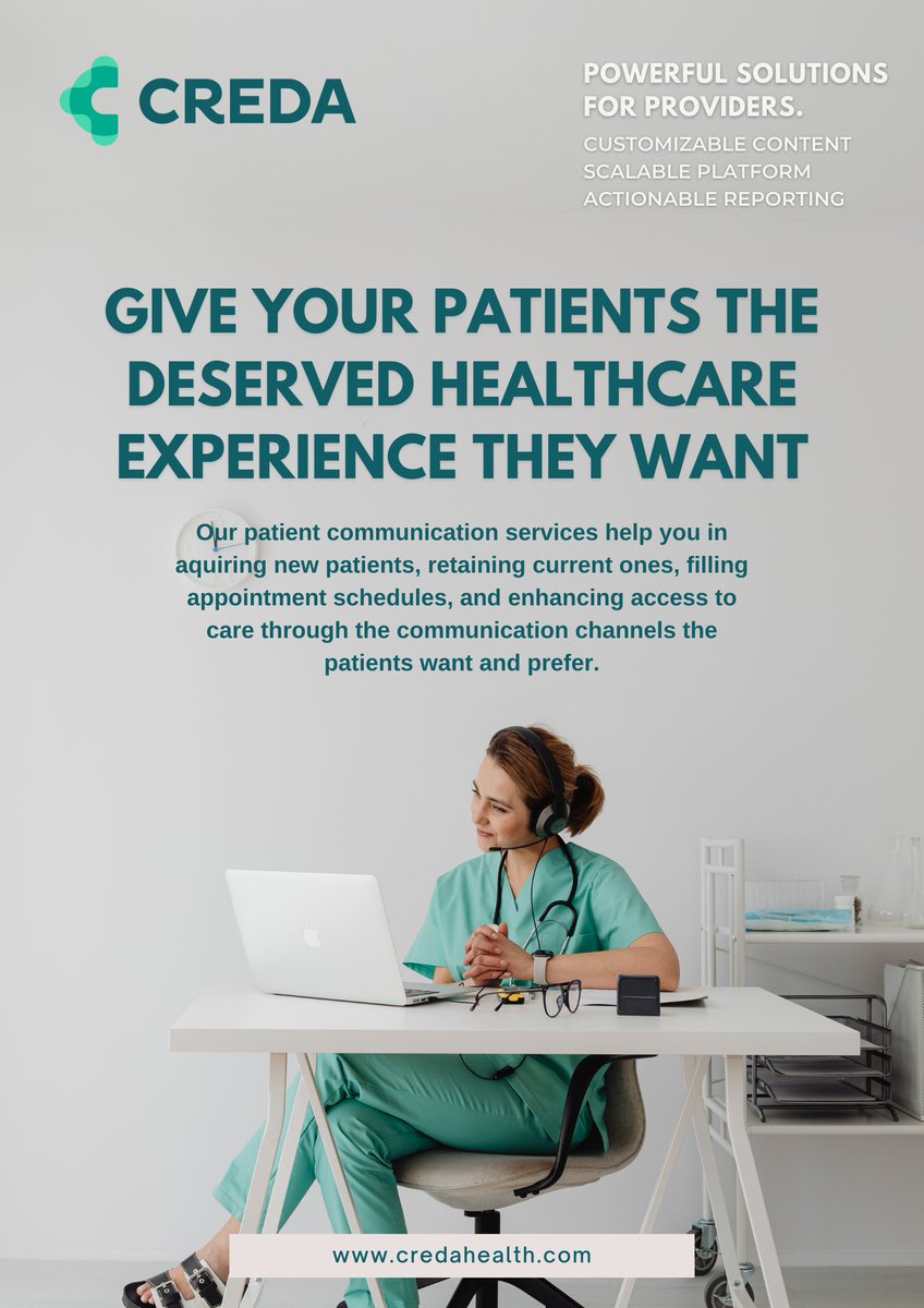 CredaHealth's tweet photo. Our Patient Engagement Services are all-in-one solutions that can help healthcare providers attract and keep patients, streamline scheduling, and make care more accessible. With our services, ensure that patients get the right care, at the right time! https://t.co/AFX0W8NHhy