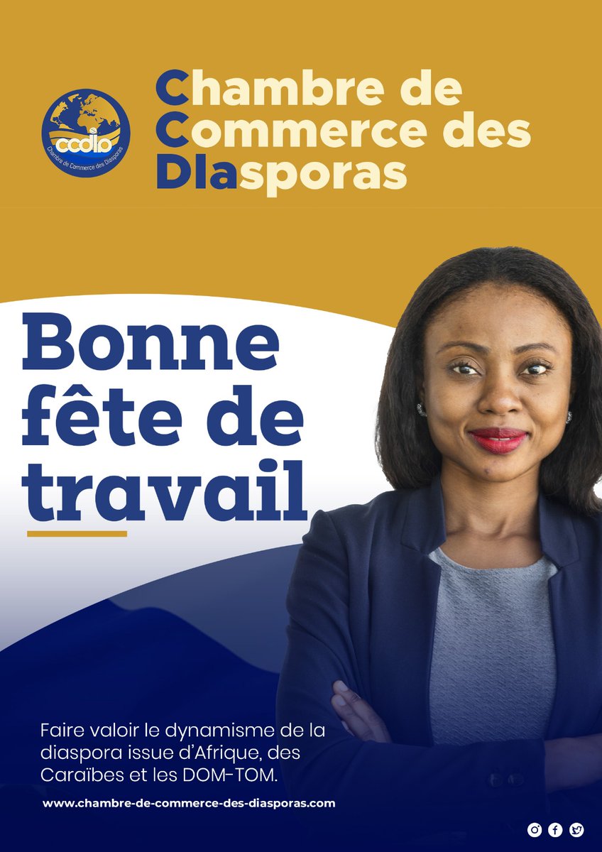 contact_ccdia's tweet photo. [1er mai 2023]

La Chambre de Commerce des Diaspora vous souhaite une bonne fête de travail.

#travail #commerce #diaspora #dynamisme https://t.co/wQDQUPOCUa