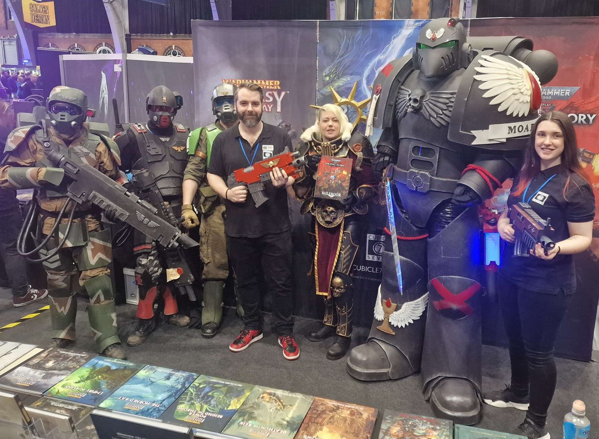 cubicle7's tweet photo. We've had some incredibly talented people stop by our booth at Warhammer Fest 2023 this weekend, here are some highlights!

The creators are tagged below!

#WarhammerFest #WarhammerFest2033 #WarhammerCommunity #warhammer #warhammer40k #Warhammeraos https://t.co/4pigHW3MjD