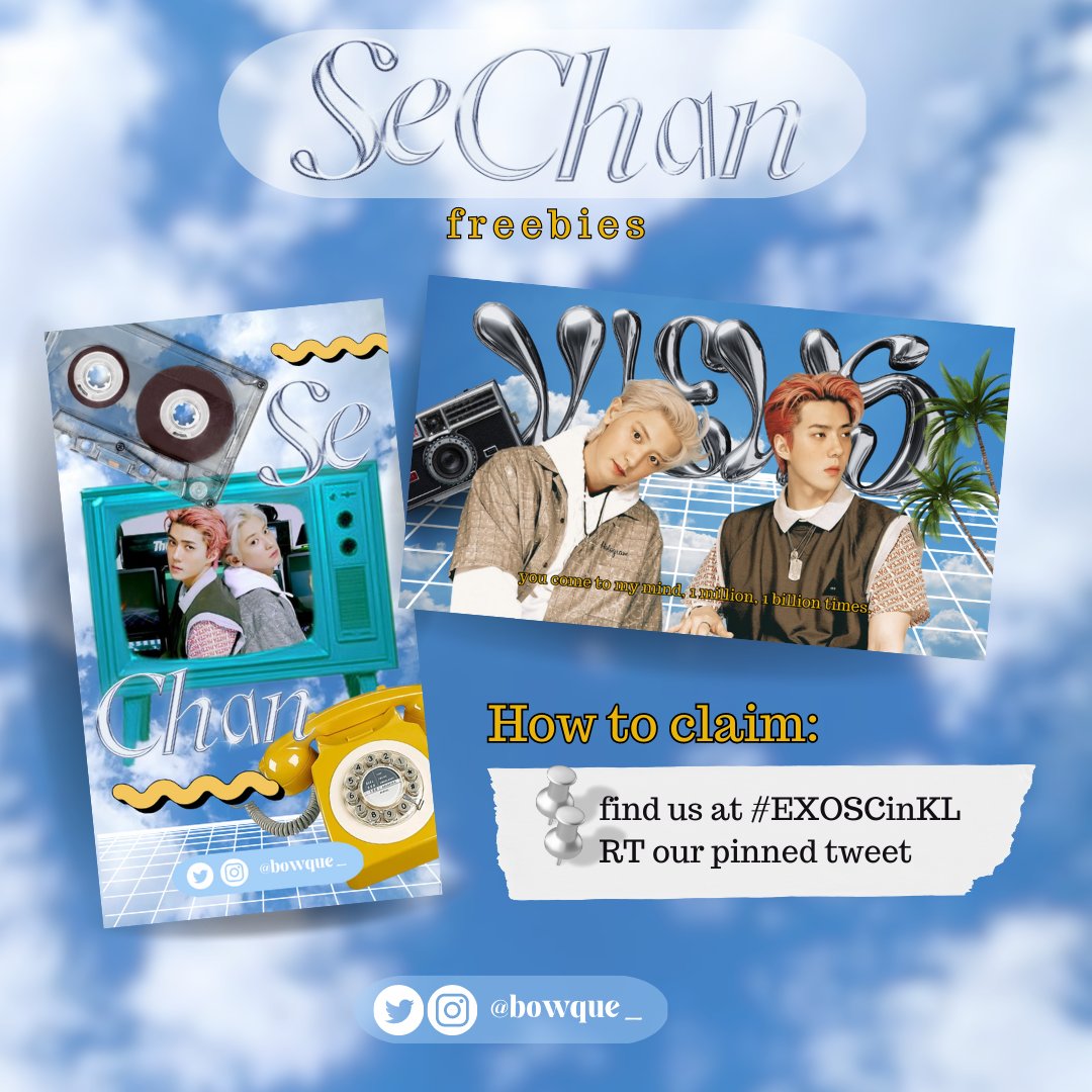 bowque_'s tweet photo. ⋆｡°✩ #EXOSCinKL Freebies ⋆｡°✩

How to get:
📍Find us at #EXOSCinKL #BACKTOBACK_IN_KL on 14th May at Mega Star Arena!
🔁 the #EXOSCinKL freebie tweet pinned on @bowque_

See you there!💕

#exo #sechan #exosc #sehun #chanyeol #pasarexomy #pasarexo https://t.co/aVRjHzgcom
