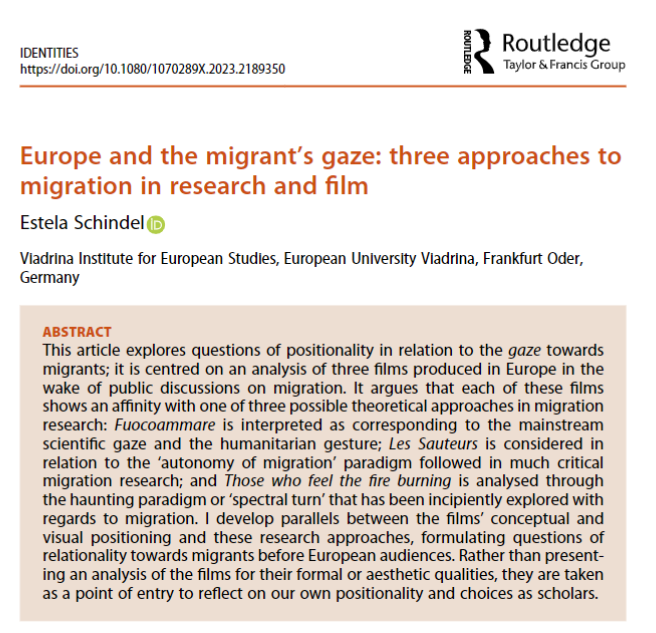 Identities: Global Studies in Culture and Power (@idjnl) on Twitter photo How does Europe portray #migrants and #refugees, and how do researchers position themselves?
'#Europe and the migrant’s gaze: three approaches to #migration in research and #film'
<a href="/Viadrina_IFES/">Viadrina IFES</a> <a href="/tandfhss/">T&F Social Sciences and Humanities</a>
New from #Identities, by <a href="/etualdusud/">Estela Schindel</a> ⬇️
doi.org/10.1080/107028… How does Europe portray #migrants and #refugees, and how do researchers position themselves?
'#Europe and the migrant’s gaze: three approaches to #migration in research and #film'
<a href="/Viadrina_IFES/">Viadrina IFES</a> <a href="/tandfhss/">T&F Social Sciences and Humanities</a>
New from #Identities, by <a href="/etualdusud/">Estela Schindel</a> ⬇️
doi.org/10.1080/107028…