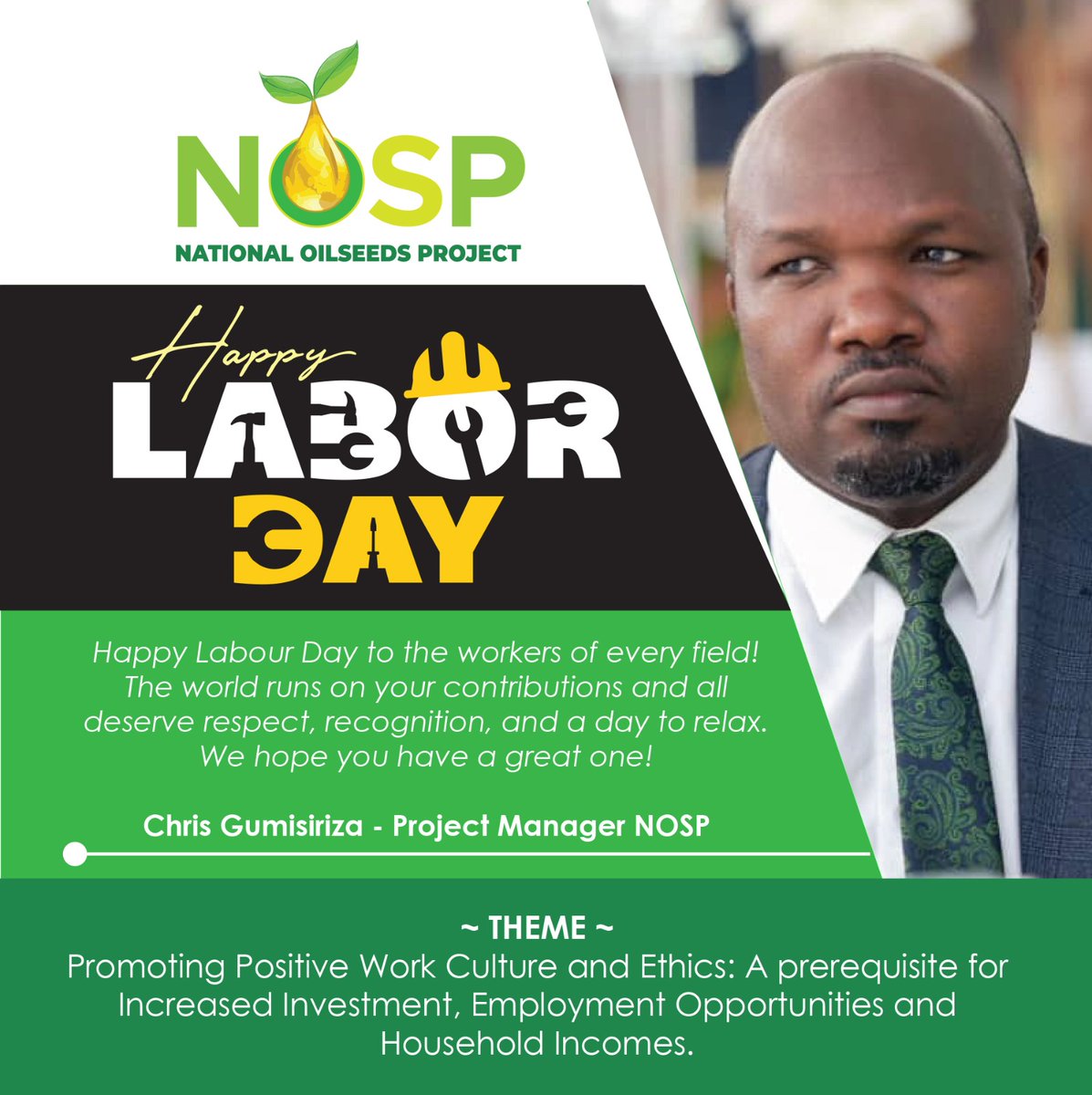 "A man is nothing for having  a head and hands, but for using them."-ELBERT HUBBARD.  Happy labor day to you all.

 <a href="/MAAIF_Uganda/">MAAIF 🇺🇬</a> <a href="/GCICUganda/">Government Citizen Interaction Centre</a> <a href="/NOPP_UG/">National Oil Palm Project</a> <a href="/PS_MAAIF/">Maj. Gen. (Rtd) David Kasura-Kyomukama</a> <a href="/FrankTumwebazek/">Frank K Tumwebaze,MP: Isaiah 41: 11</a> <a href="/UgandaMediaCent/">Uganda Media Centre</a> <a href="/chrisgumi/">Chris Gumisiriza</a>