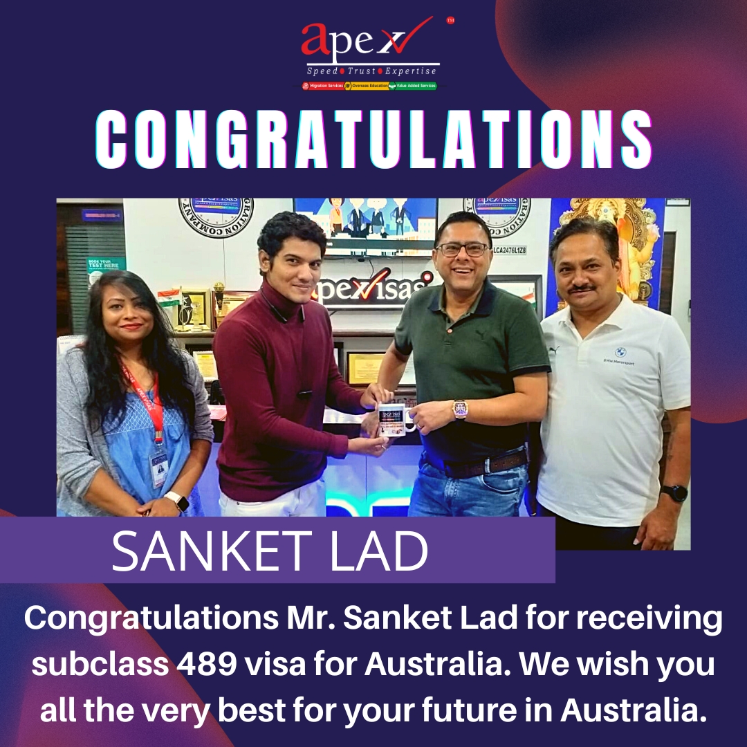 ApexMiddle's tweet image. 𝐈𝐭'𝐬 𝐭𝐢𝐦𝐞 𝐭𝐨 𝐦𝐚𝐤𝐞 𝐲𝐨𝐮𝐫 𝐀𝐮𝐬𝐭𝐫𝐚𝐥𝐢𝐚𝐧 𝐝𝐫𝐞𝐚𝐦𝐬 𝐚 𝐫𝐞𝐚𝐥𝐢𝐭𝐲 - We are delighted to congratulate Mr. Sanket Lad on receiving a subclass 489 visa for Australia!  
📞+971-564169277;🌐apexvisas.ae/skilled-visa/
#subclass489 #skilledvisa #VISA #ApexVisas