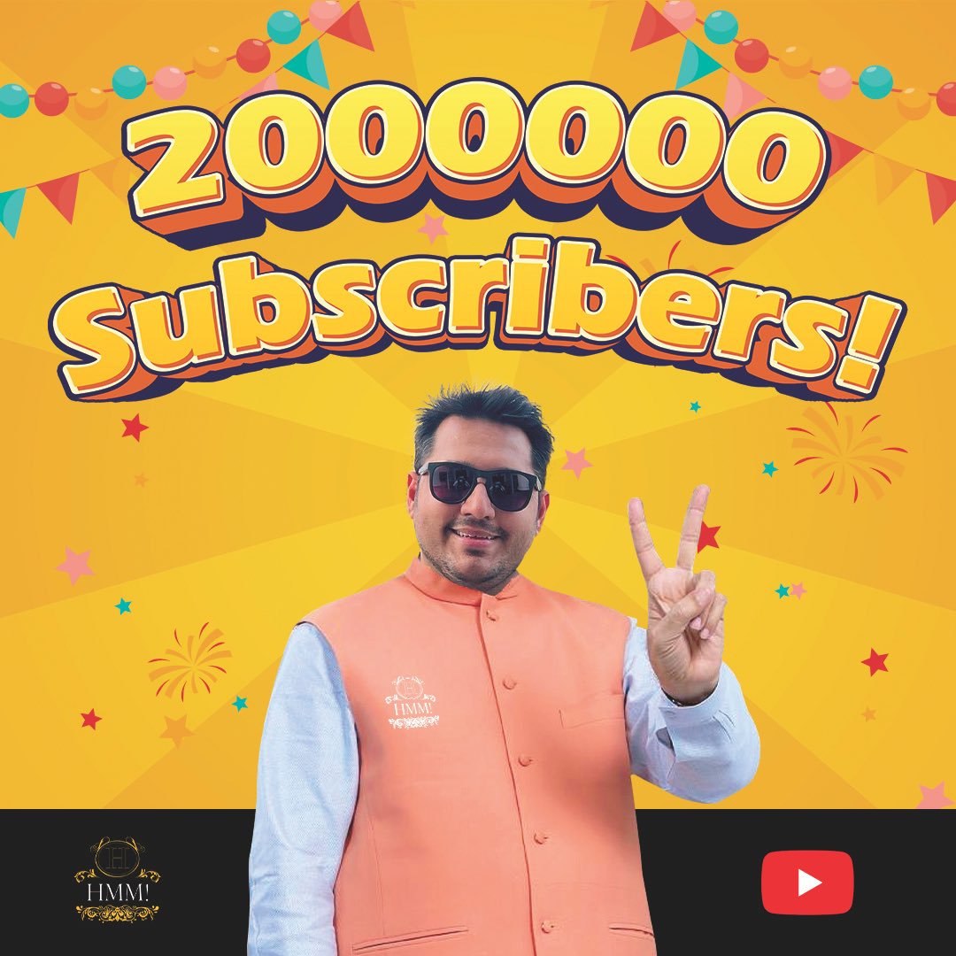 Hmm_India's tweet photo. 2 million subscribers on @YouTubeIndia https://t.co/keOOWtDtqD