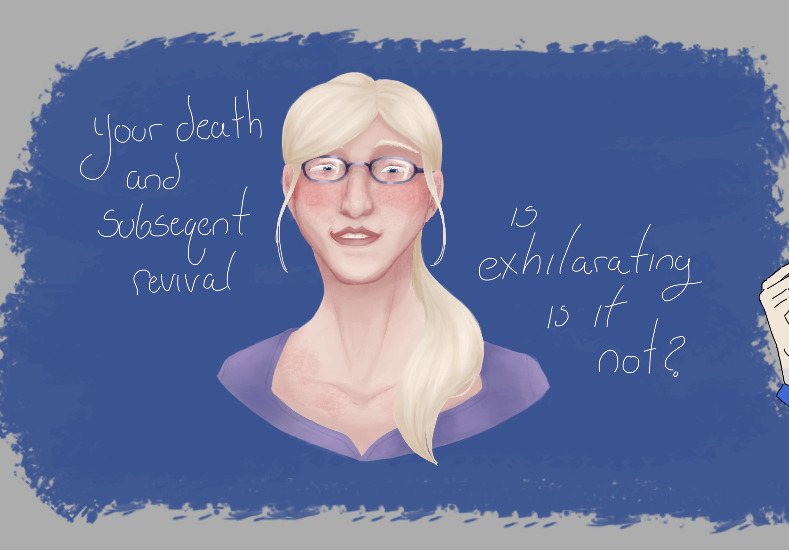 GraveCoal's tweet photo. DC OC pt II Mad Doctor/Mortician villain lady. 
obsessed with people who've died and then been revived in any manner or ways

#DCOC https://t.co/MSDItsVaJN