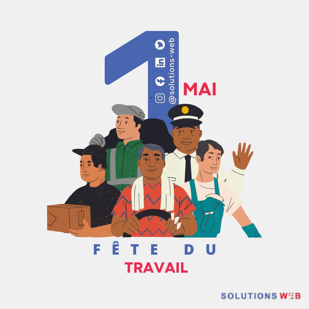 solutionswebco1's tweet photo. En ce 1er mai, nous remercions tous nos travailleurs acharnés pour leur contribution. 💪👷‍♀️👷‍♂️ Bonne fête à tous
 #fête #1ermai #travailleurs #hommage #dévouement #rigueur #succès #contribution #travail #solidarité #ferié #instawork #instafête #instahommage #instasolidarité https://t.co/T1fDpVhqm0