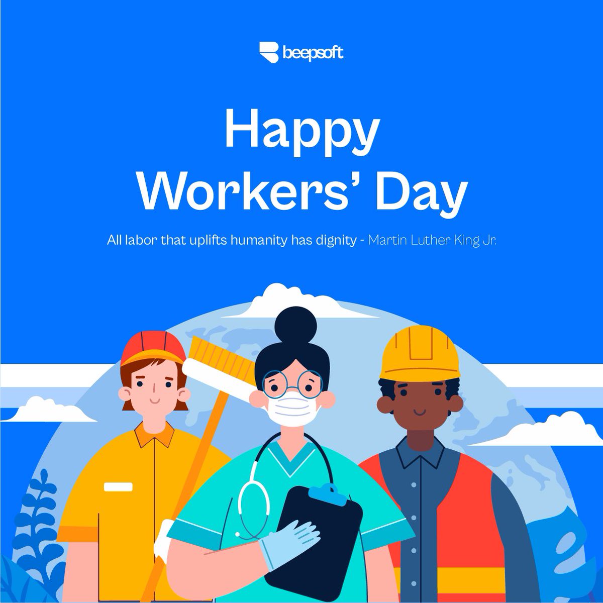 Beepsoft's tweet photo. Workers’ devotion and hard labor have helped us to construct an established nation. Every growth is incomplete without your help. 

Wishing you a Happy Workers’ Day. Take a good rest today! 💙 https://t.co/FCSrmXKhqr