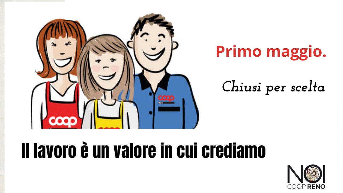 Anche quest'anno i nostri negozi sono chiusi il 1° maggio. Un’occasione in più per celebrare l'impegno e la passione di tutti i nostri collaboratori, che danno ogni giorno il meglio di loro e noi li ringraziamo per questo! #noicoopreno