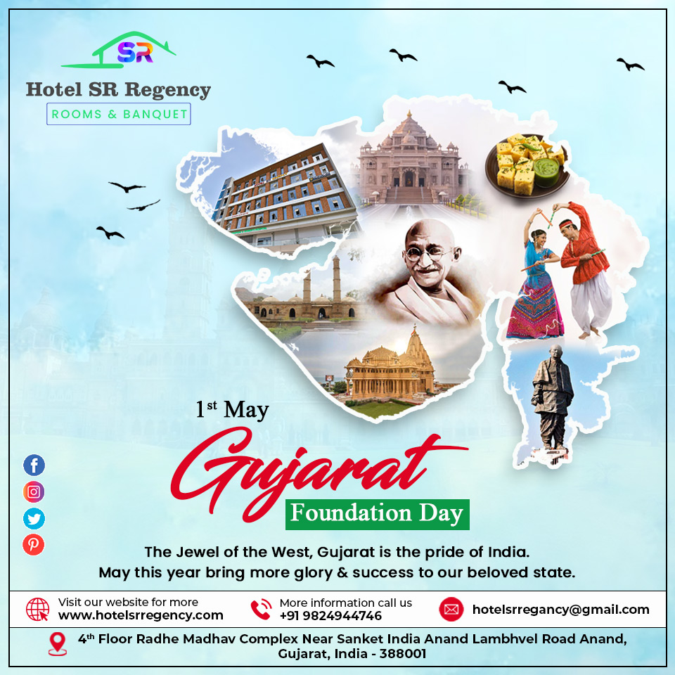 hotelsrregency's tweet photo. On Gujarat Day, let us take a moment to appreciate the rich culture, traditions, and heritage of Gujarat, and to celebrate the incredible achievements of the state. Jai Gujarat! Wishing you all the very best on this special day. 🙏💖

#gujaratday #gujaratdayday23 #GujaratDay2023 https://t.co/9cfeHu1JVt