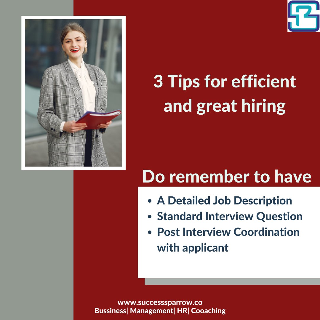 3 Tips For Efficient and great Hiring....... #successsparrowconsultancy #dubaijobs #dubai #jobs #uaejobs #uae #jobsindubai #jobsearch #job #jobsinuae #gulfjobs #abudhabijobs #recruitment #dubailife #abudhabi #dubaijobseekers #qatarjobs #dubaijob #jobseekers #hiring #expo #Kuwait