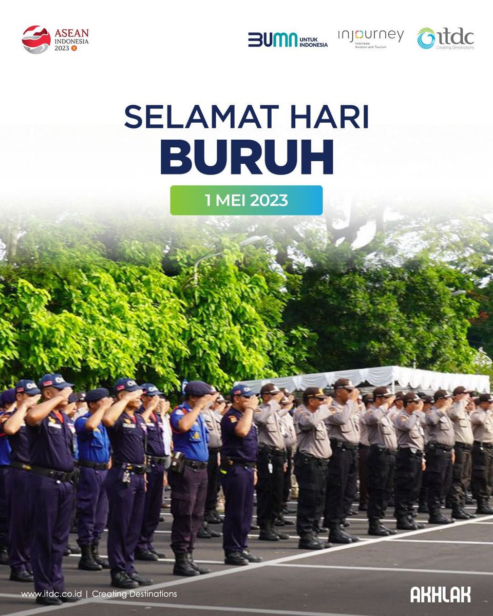 ITDC_id's tweet image. Selamat Hari Buruh Sedunia, 1 Mei 2023.

Semoga kita semua sebagai pekerja bisa terus dengan tulus menopang bangsa, meningkatkan produktivitas, menghasilkan karya terbaik &amp;amp; memperjuangkan kesejahteraan kita bersama dalam Indonesia yang bersatu.

#ITDC
#CreatingDestinations