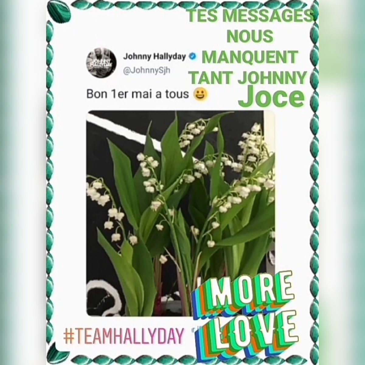 Que ses messages nous manquent... 💔🙏

#1erMai

#TeamHallyday #EternelJohnny
#JohnnyDansNosCoeursAJamais
#JohnnyCommeTuNousManques
   #UneIconeNeMeurtJamais