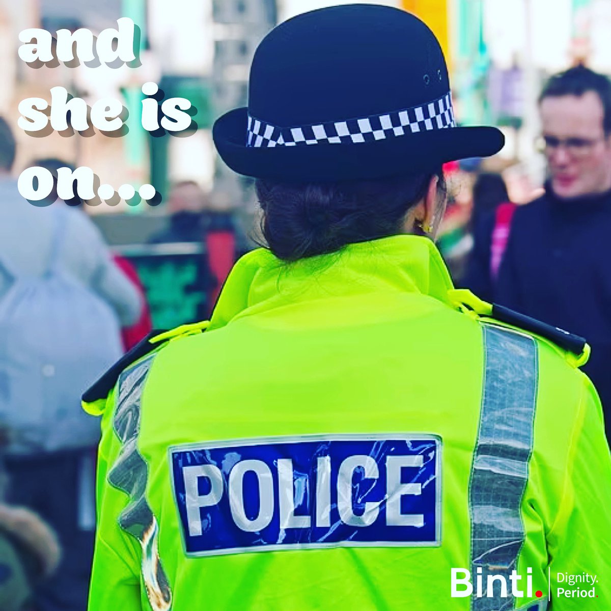 BintiPeriod's tweet image. 🩸And she is on. 

🩸A police officer on duty.

🩸What does she do when she starts her period?

🩸She carries on with her work until she can grab some toilet paper. 

Let’s change this. She should have access to period products at work. #DignityAtWork

#SmashShame 
#BintiPeriod
