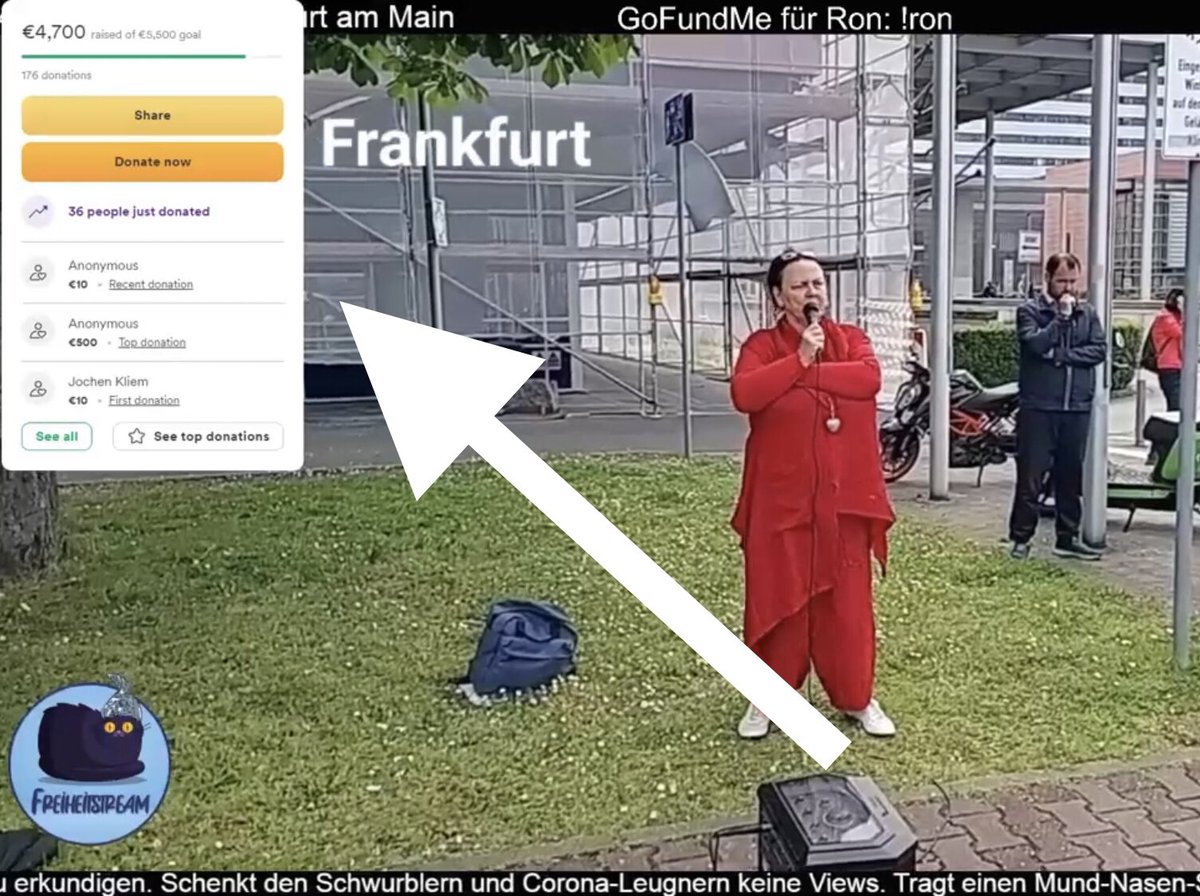schwurbelhunter's tweet photo. Unser „FreiheitsStream“ streamt nun live die Schwurbler-Demos und ruft zu Spenden für #RonPat auf 💪❤️
Link: https://t.co/CTFuEeyDhz https://t.co/QkWijMxVhp
