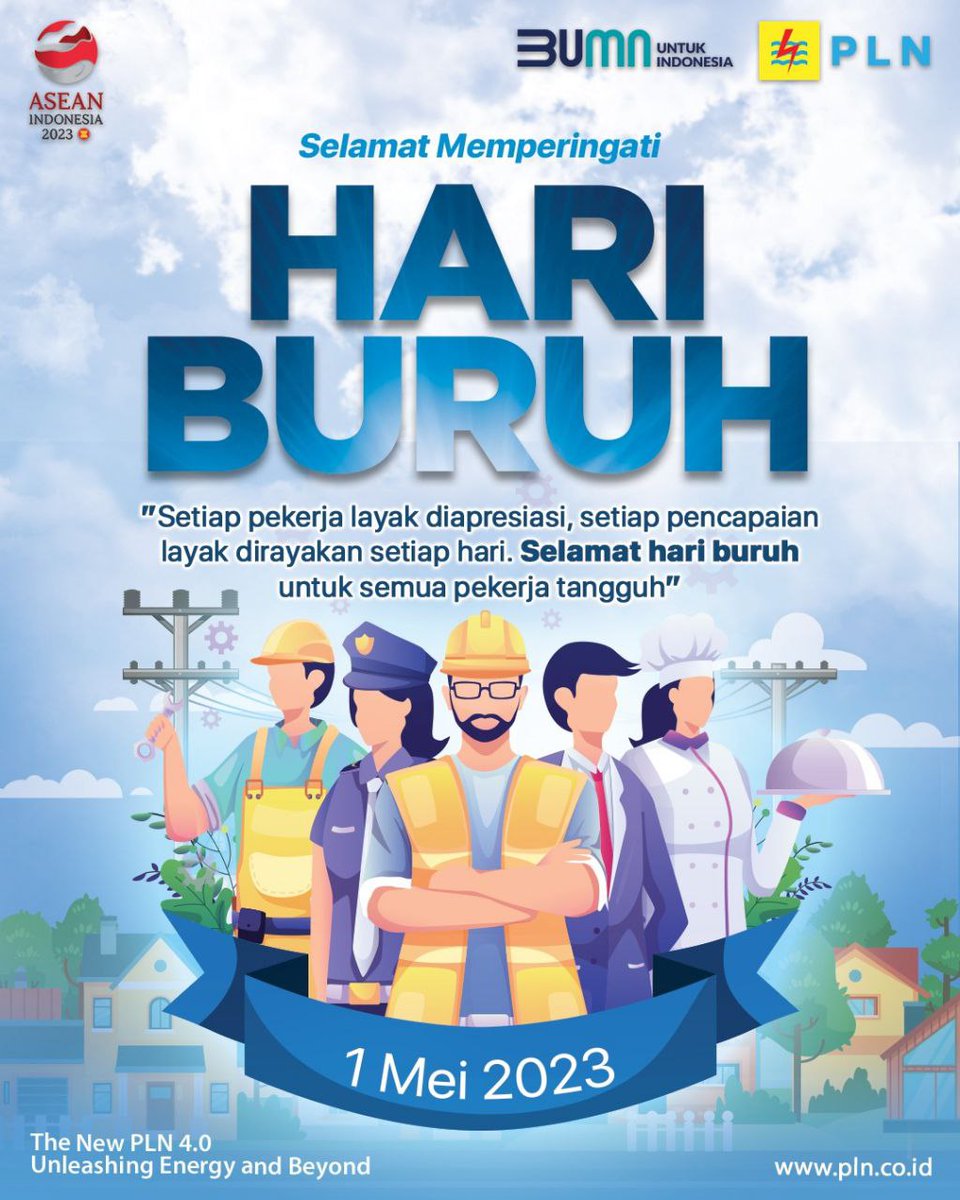 Setiap pekerja layak diapresiasi, setiap pencapaian layak dirayakan setiap hari. Selamat hari buruh untuk semua pekerja tangguh. #HariBuruhInternasional #HariBuruh #PLN