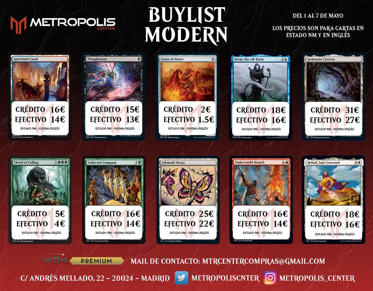 MetropolisCnter's tweet photo. Seguimos con nuestra sección de Buylist:
¿Quieres vender tus cartas?
Acércate a la tienda o escríbenos un correo y nosotros te decimos cómo hacerlo.
#buylist #MTG #cash4cards ❤️+🔁=😍 https://t.co/6nvQK3cz6B