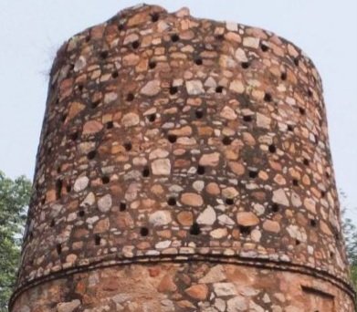Incognito_qfs's tweet photo. This is Chor Minar built by Alauddin Khilji in 13th century in Delhi.

It has 225 holes which were used to keep the severed heads of Kafirs to terrorise people.

But Marxist historians like Romila Thapar will tell you that these holes were used as nest by parrots & pigeons as Janab Alauddin Khilji was a renowned environmentalist of his time.