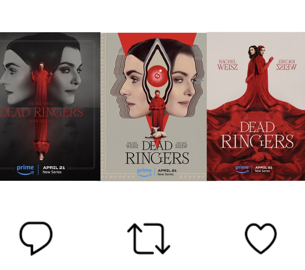 kiana_weisz's tweet photo. Let’s battle it out, which is your favourite #deadringers poster starring Rachel Weisz?❤️ https://t.co/Kwm0lrgKgj