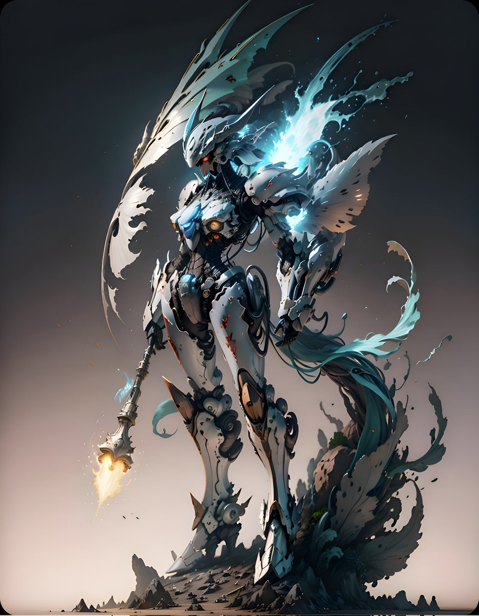 @VertikalAiVortx for the air contest ,she was built to destroy but she became aware and wondered "should i really destroy this beautiful world I have yet to exsplore" after this she created wings. #AIArtwork #NFT #NFTsCommunity #Mecha #Competition