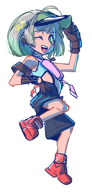 5等身キャラの落書きがポケモンぽくなったのでモンスターボールつけてみました  絵を描く時間捻出するために長いことコンシューマーゲーム封印してたけどみんなが楽しそうにポケモンのスクショ上げてるのみて少し羨ましくなってくる ポケモンのトレーナーよくよくみると可愛いんだよなぁ