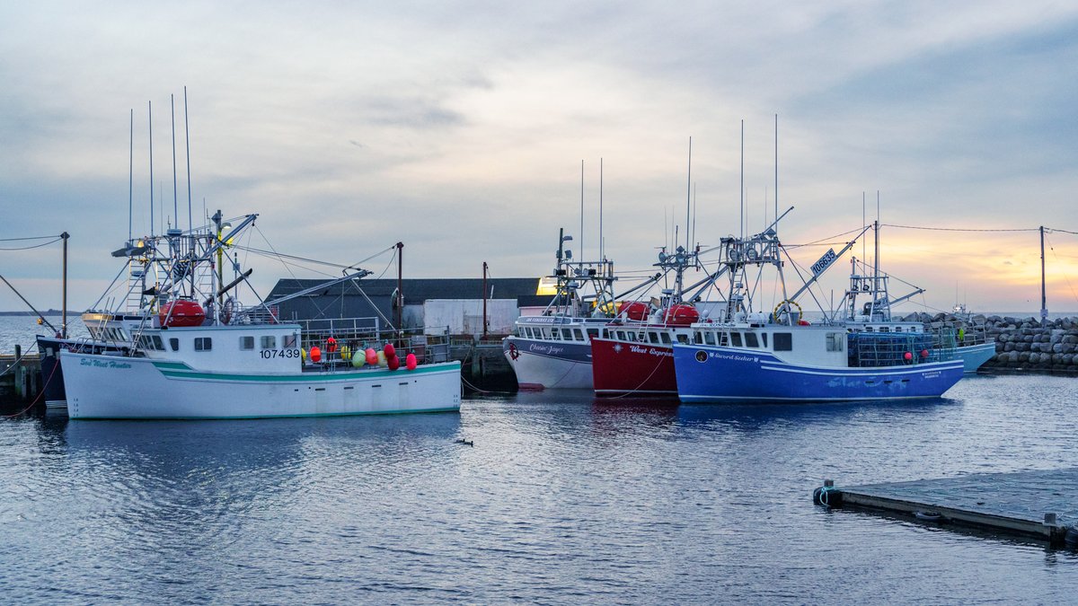 Nova Scotia Canada lobster boats at the wharf on Cape Island. Clarks Harbour wharf February 16 2023-97 #fishing #imagesoffishing #commercialfishing #stormhour #photohour #stockimages