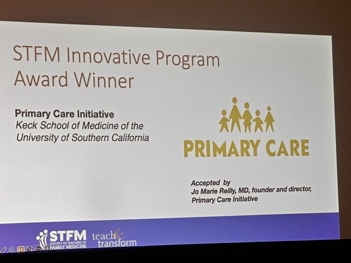 Congratulations to Dr. Jo Marie Reilly, recipient of the 2023 STFM Innovative Program Award! 😊❤️🌟🎈🤩🌺 The Primary Care Initiative is creating the much needed primary care physician workforce of the future! #STFM #KeckSchoolofMedicineofUSC