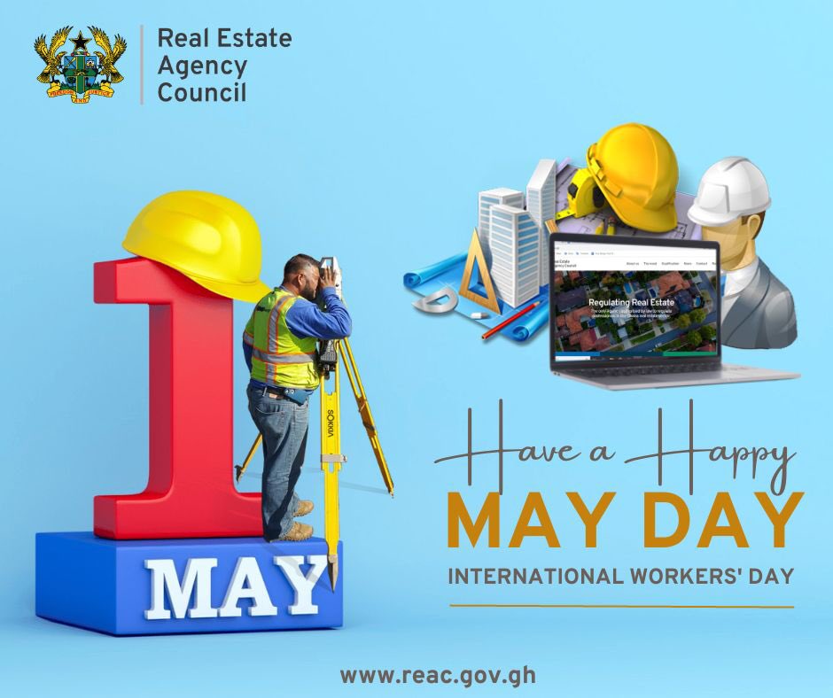 Wishing all workers across the world a Happy May Day! 
#internationalworkersday #mayday #internationallabourday #ghanarealestate #ghanarealestatemarket #ghanarealestatebroker #realestateagency 
#ghanarealestateagent #ghanarealestatedevelopers #realestate