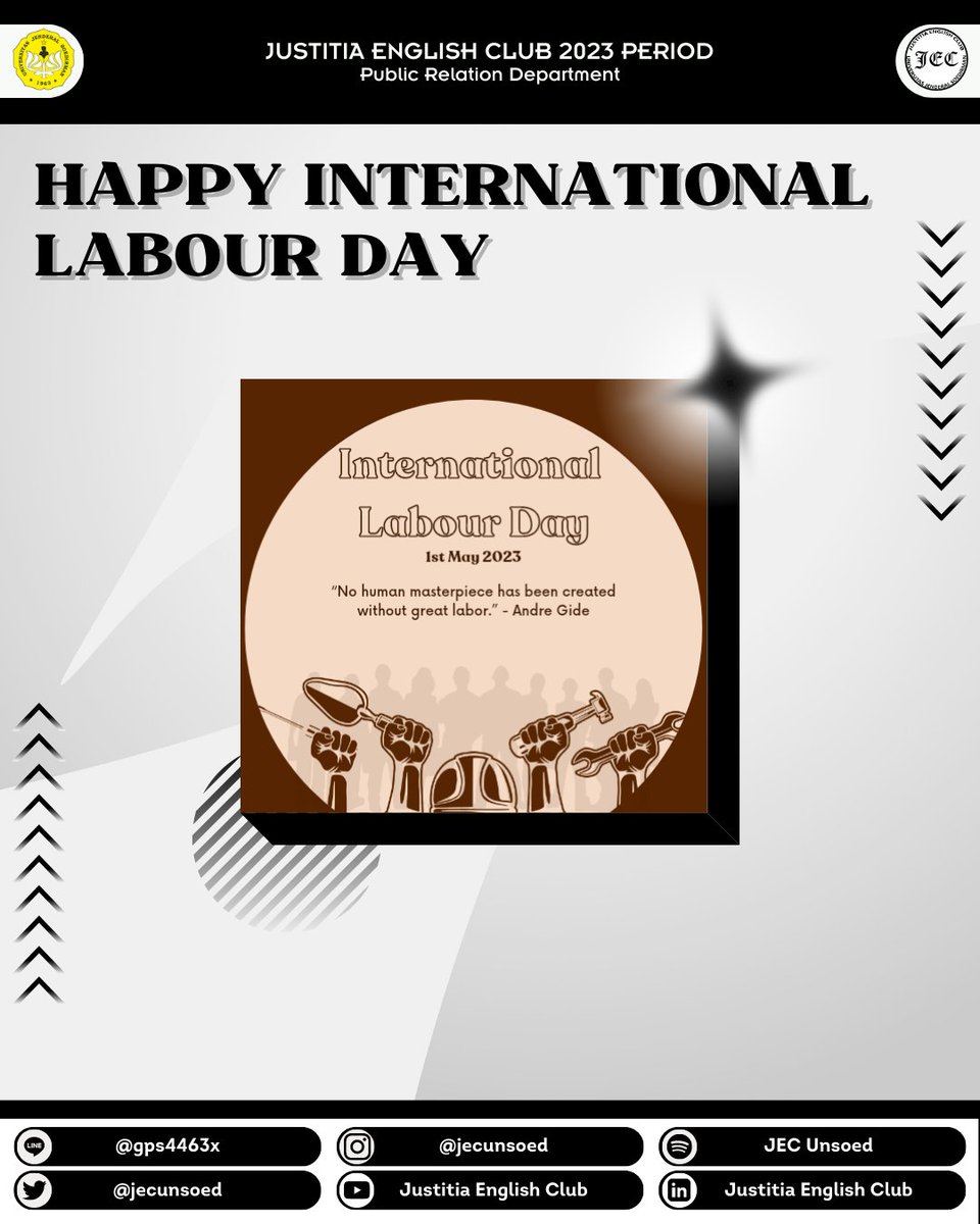 Sending our appreciation and respect to those who work and to those who protect workers’ rights. 

Happy International Labour Day! 🌏🛠️

#jecunsoed