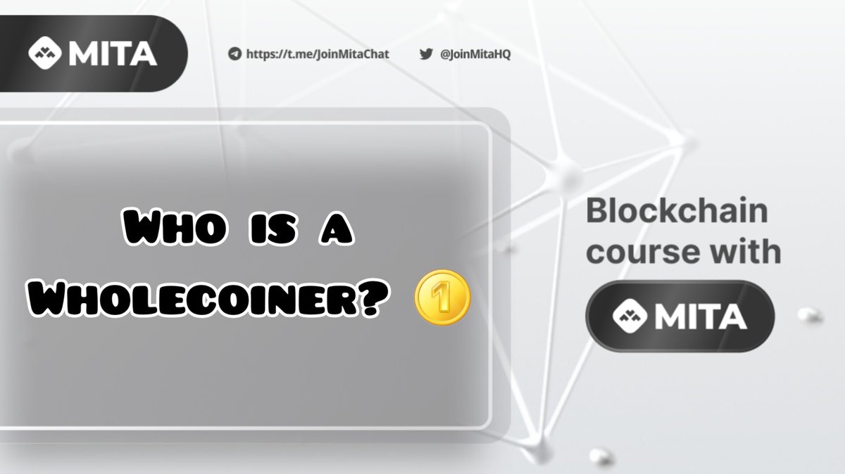 joinlivieHQ's tweet image. Blockchain course with MITA #Week35 📜✍

👨‍🏫Who is a Wholecoiner?🪙

A #Wholecoiner is someone who owns 1 full #Bitcoin. And the higher the price of Bitcoin gets, the harder it becomes to achieve this.

🧵 👇