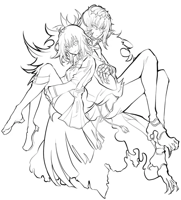 オベぐだ♀本表紙の線画(7〜8割くらい)