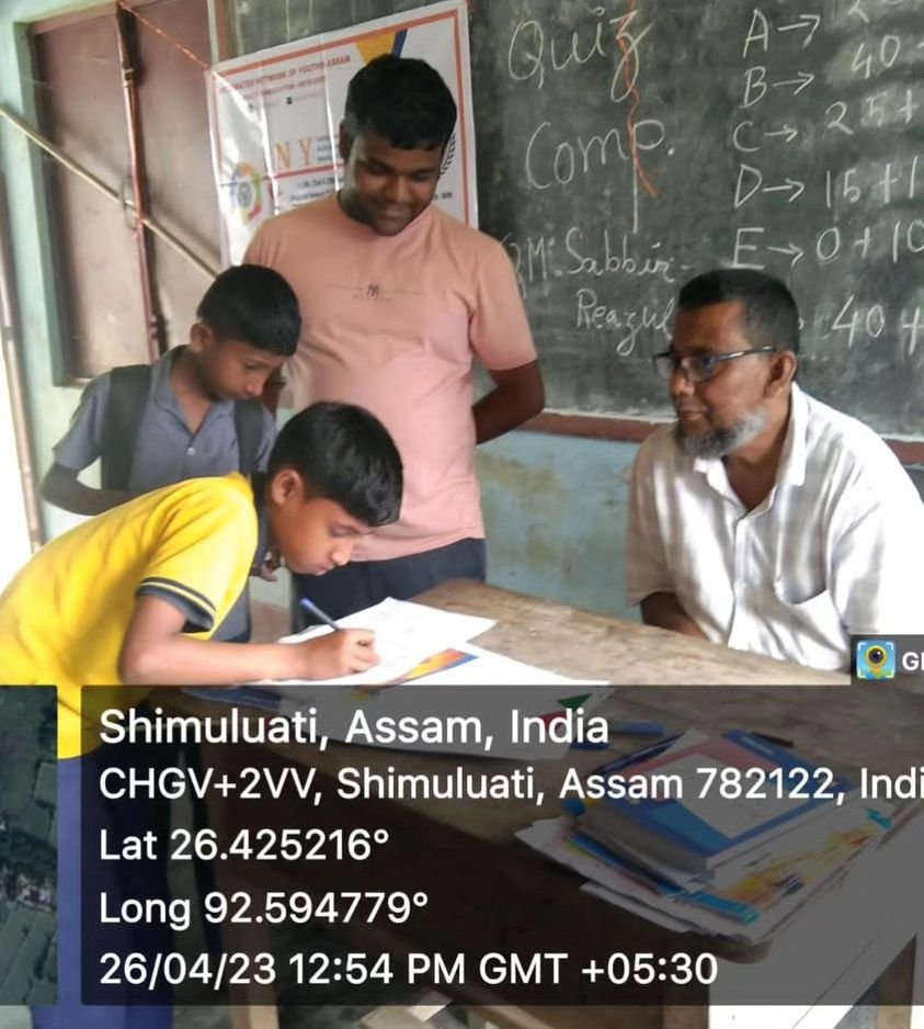 inyassam's tweet photo. #Sabbir_Ahmed led a team to organize a Quiz and Spelling Writing Contest for kids in remote area of Alitangoni on 26th April 2023. Such ground-level work encourages overall development and awareness. Special thanks to school authority #INYMonth2023 #quiz #Spellingwriting #NGO https://t.co/7hRIkqe2pm