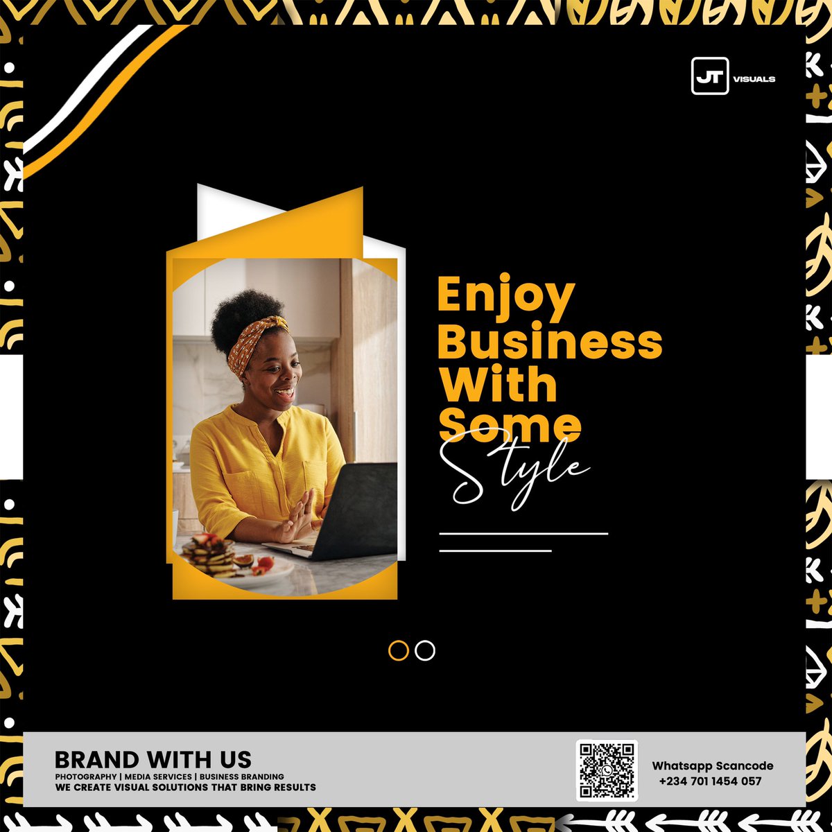 jtvisualsng's tweet photo. Enjoy business with some style with JT Visuals.
JT Visuals is a result oriented Media and Branding company focused on providing Visual Solutions for Brands and Businesses.
Follow us for more Visual Branding works
#TheVisualSolutionBrand #BrandDesigning #Branding https://t.co/8dPQvpS6bN
