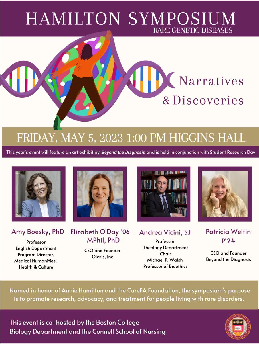 Coming this Friday - <a href="/BostonCollege/">Boston College</a> <a href="/HSymposiumBC/">Hamilton Symposium Rare Genetic Diseases</a>, featuring Olaris CEO <a href="/Lizzard0126/">Lizzard ODay</a> as a panelist. All are welcome!