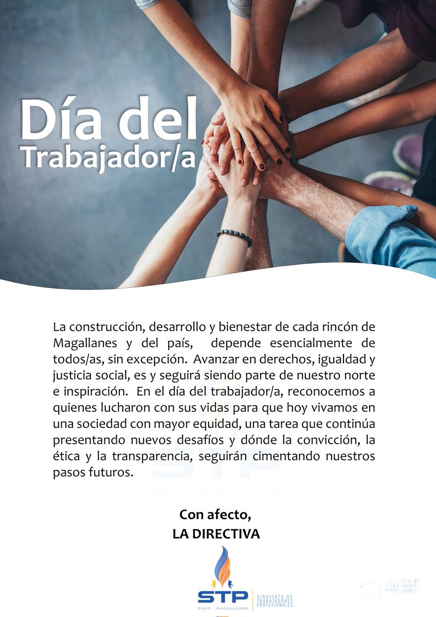 STP_Enap's tweet photo. Seguimos adelante y solidarizamos con quienes hoy están sufriendo los efectos de malas determinaciones, afectando sus fuentes de trabajo, el bienestar de sus familias, la seguridad y desarrollo de las comunidades. 

#DiaDelTrabajador 
#Enap 
#Energia 
# https://t.co/MOSfDppjet