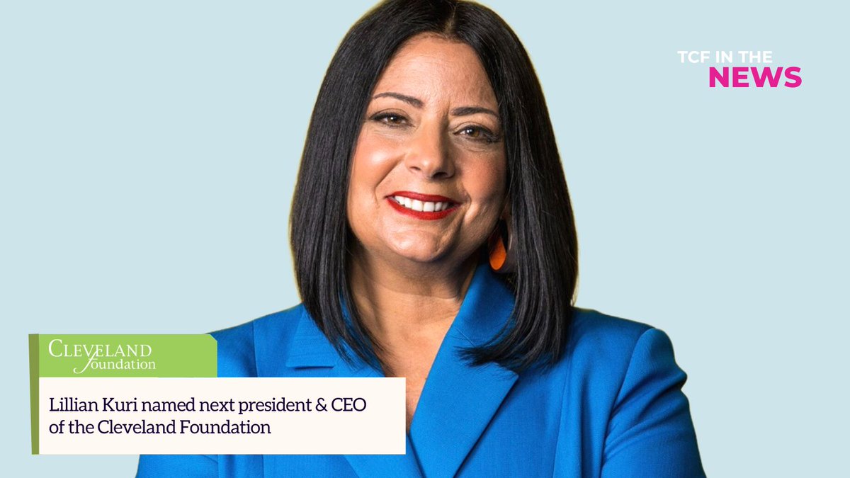 CleveFoundation's tweet photo. Exciting news! @lilliankuri has been named our 10th president & CEO, succeeding Ronn Richard on Aug. 1. Read more @CleveFoundation: https://t.co/CWye7wr5gU #TCFNextCEOLillian #Philanthropy #CLE #CLEcommunity https://t.co/spFFI2gRav