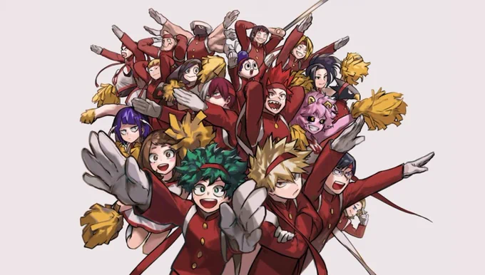 1-A cheering squad illustration by Akiyama Yoko for Saikyo Jump.