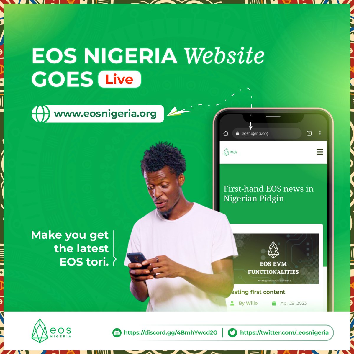 _eosnigeria's tweet photo. 🚨 BREAKING🚨

The EOS Nigerian Community has taken a significant step in making the #EOS ecosystem accessible to more Nigerians by launching a new website providing the latest news in Nigerian Pidgin Language. 

🧵

Link - https://t.co/KVHqhULILq

#News #Nigeria #Pidgin https://t.co/vCFXztqzBz