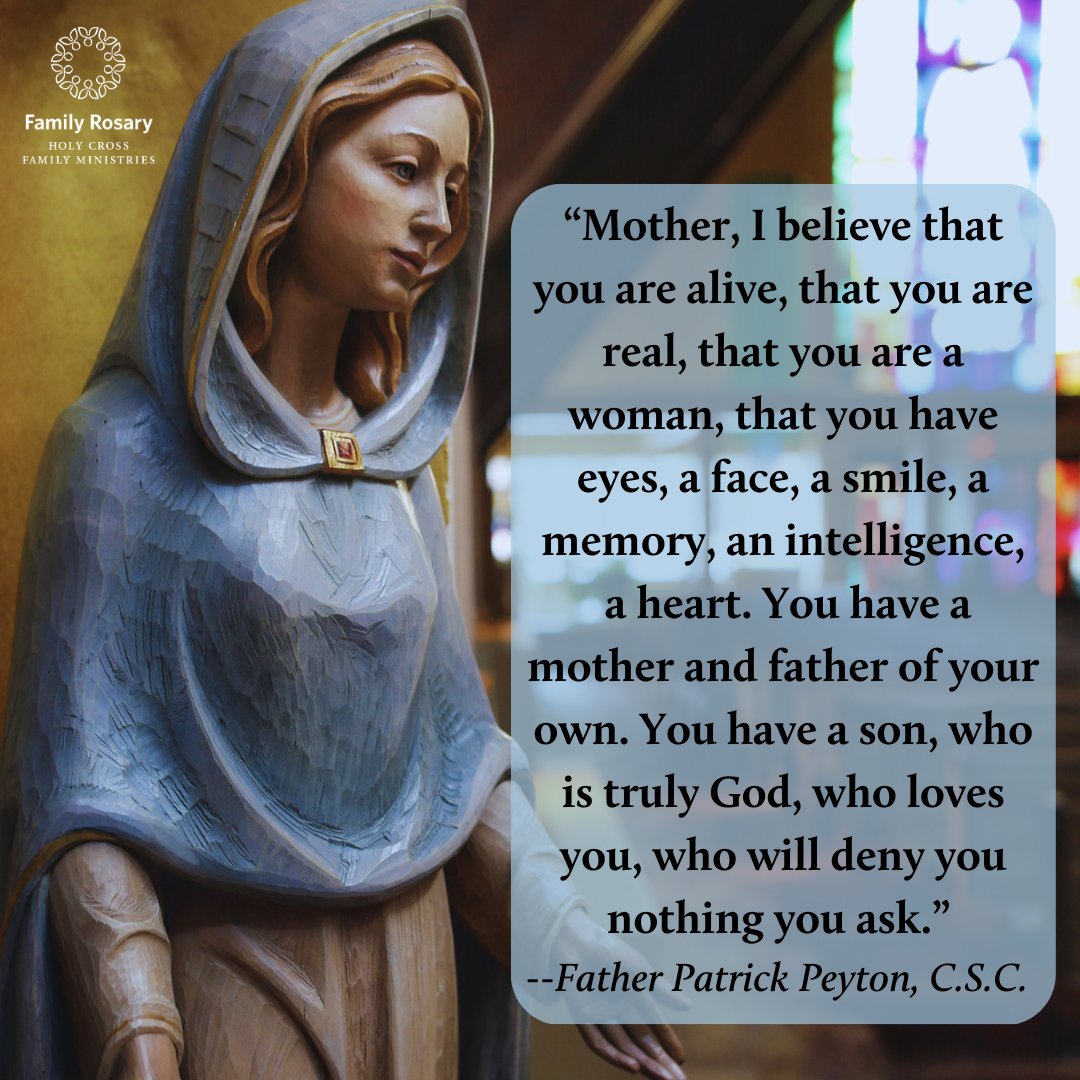 Today begins the month of May; a time when Family Rosary will focus this month of Mary and on the theme, 'Behold Your Mother.' We'll begin with this engaging quote from Venerable Patrick Peyton #RosaryPriest  
Find more resources for May, here: hubs.la/Q01N6gN80